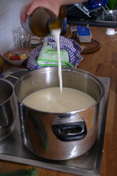 Put the milk into a pot